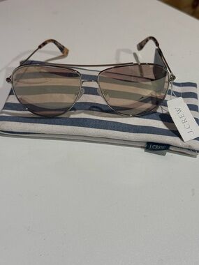 J. Crew Silver Metal Aviator Sunglasses with Brown Gradient Lenses